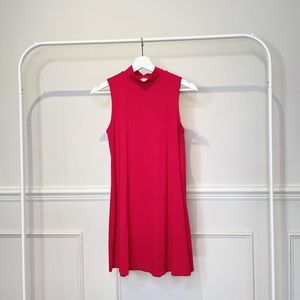 Mock neck red dress